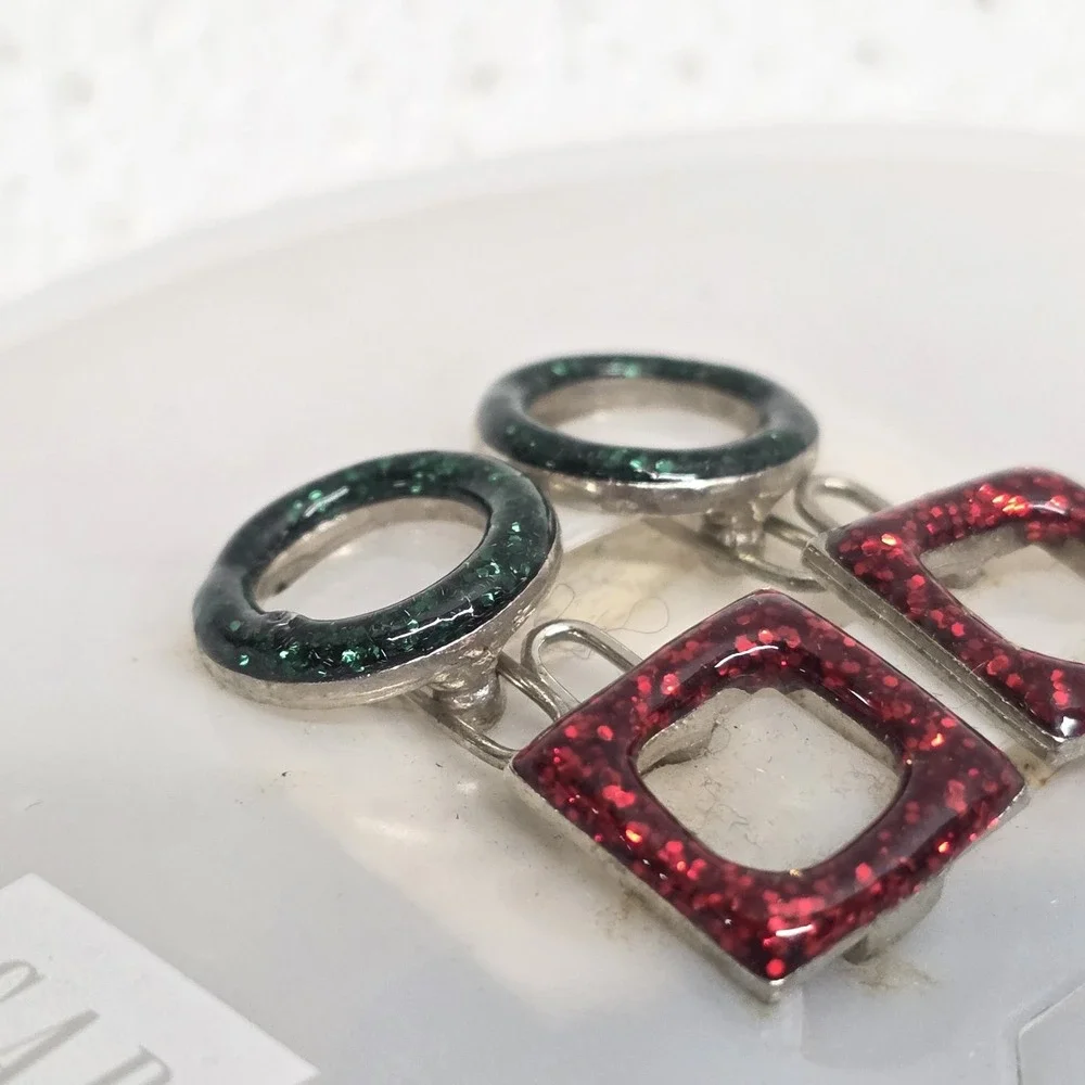 Gap Kids Vintage Red & Green Square And Circle Clip Barrettes